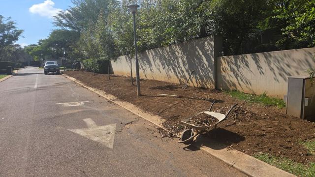 Topsoil laid along a verge